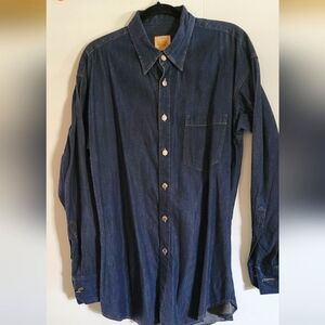 Stubbs Western Cowboy Denim Shirt Vintage 90's Metal Buffalo Buttons Long Sleeve